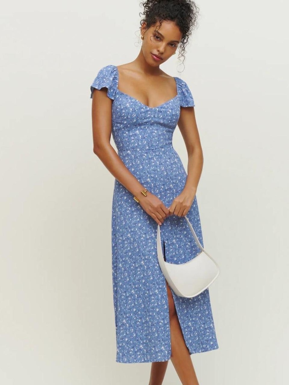 Reformation Bailey Dress - Blue Floral Midi